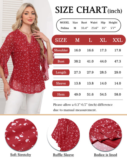 Ninedaily Womens Sparkly Tops 3/4 Sleeve Dressy Casual Sequin Blouses Double Layers Loose V Neck Shirt