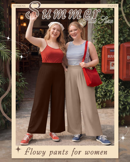 Evervibe 3 Pack Women Plus Size Wide Leg Pants Loose Fit Palazzo Lounge Yoga Sweatpants High Waist Casual Pajamas Pants