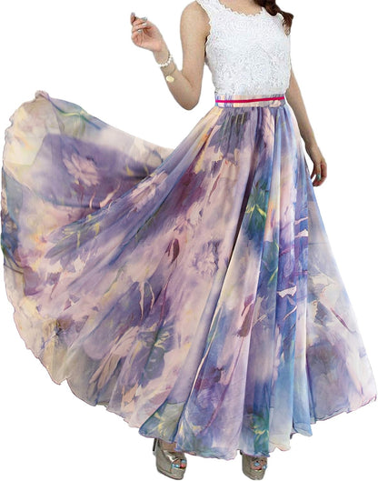Womens Long Chiffon Bohemian Skirt Gypsy Dress Maxi Boho Beach Skirt
