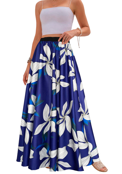 Women's Chiffon Stripe Maxi Skirt High Waist Mopping Floor Skirts