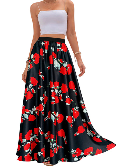 Women's Chiffon Stripe Maxi Skirt High Waist Mopping Floor Skirts