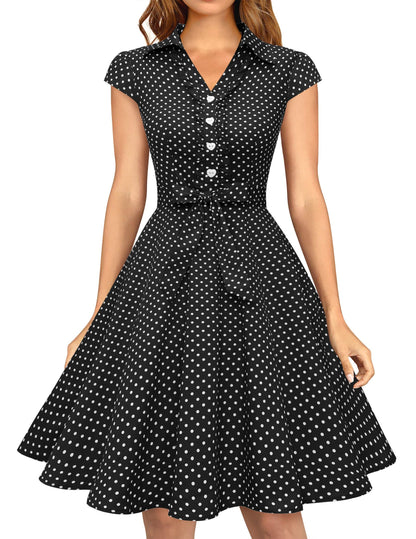Wedtrend Women's 1950s Retro Rockabilly Dress Cap Sleeve Vintage Swing Dress