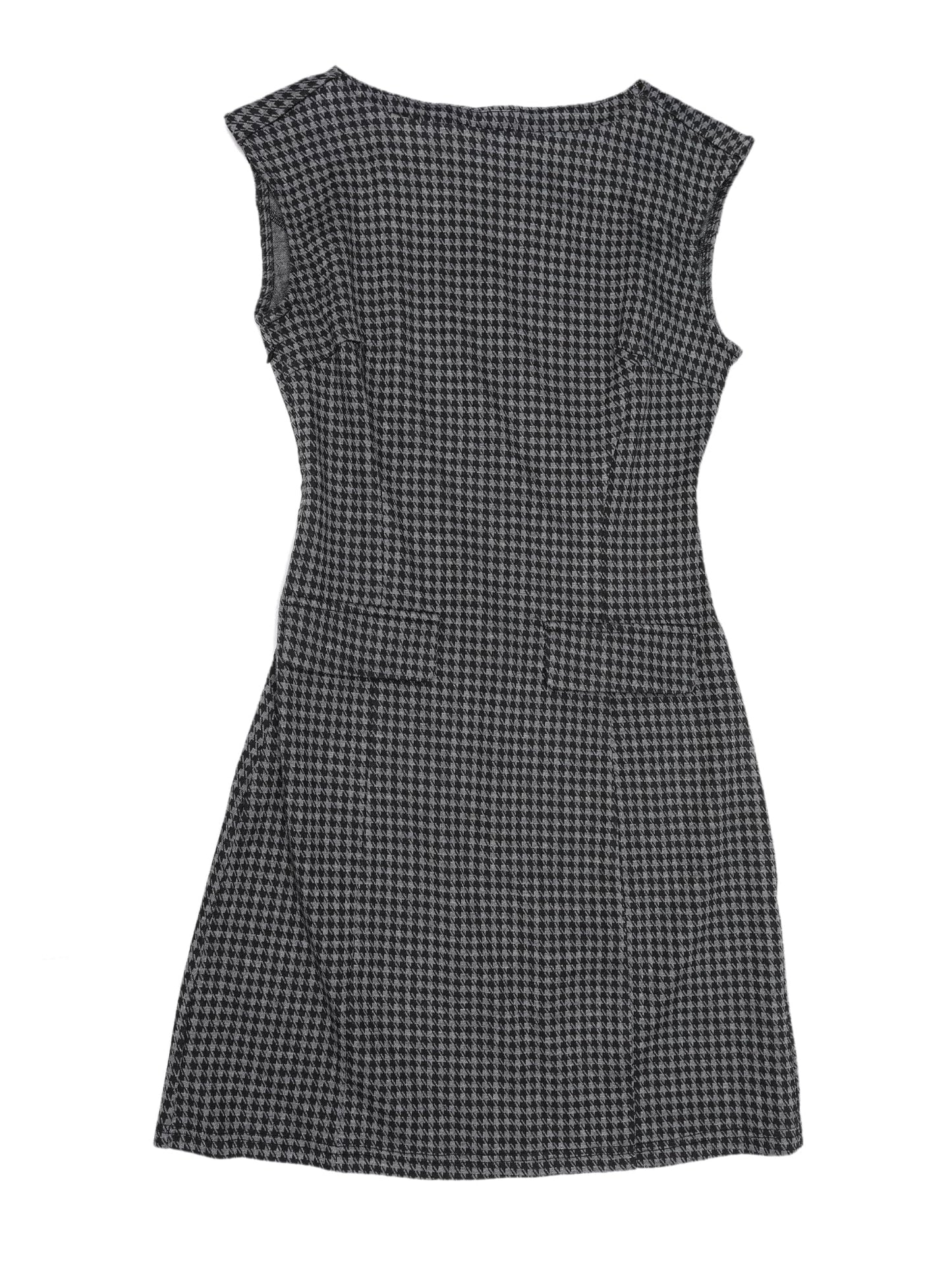 Allegra K Houndstooth Dress for Women's Sleeveless Boat Neck Plaid Work Sheath Dresses