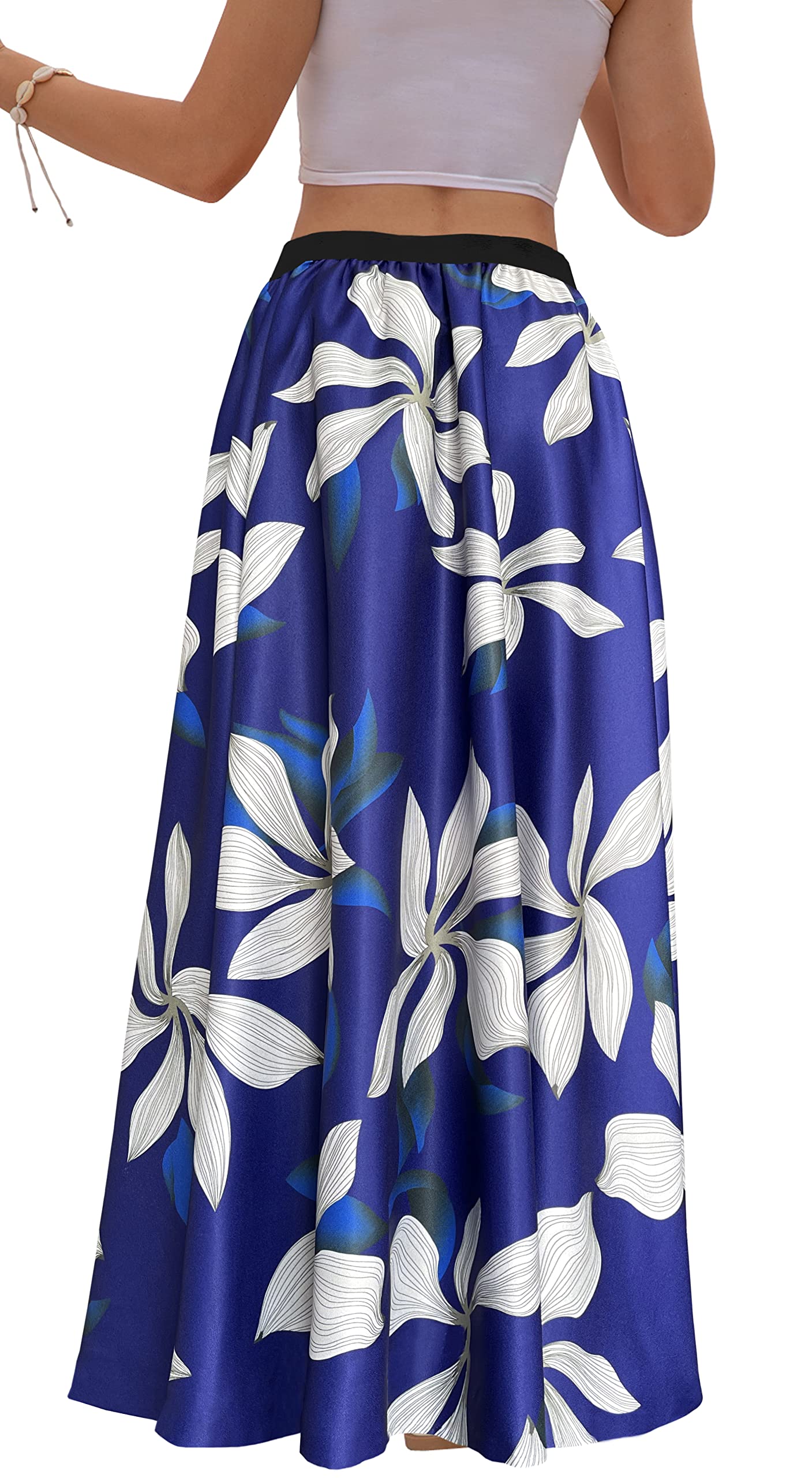 Women's Chiffon Stripe Maxi Skirt High Waist Mopping Floor Skirts