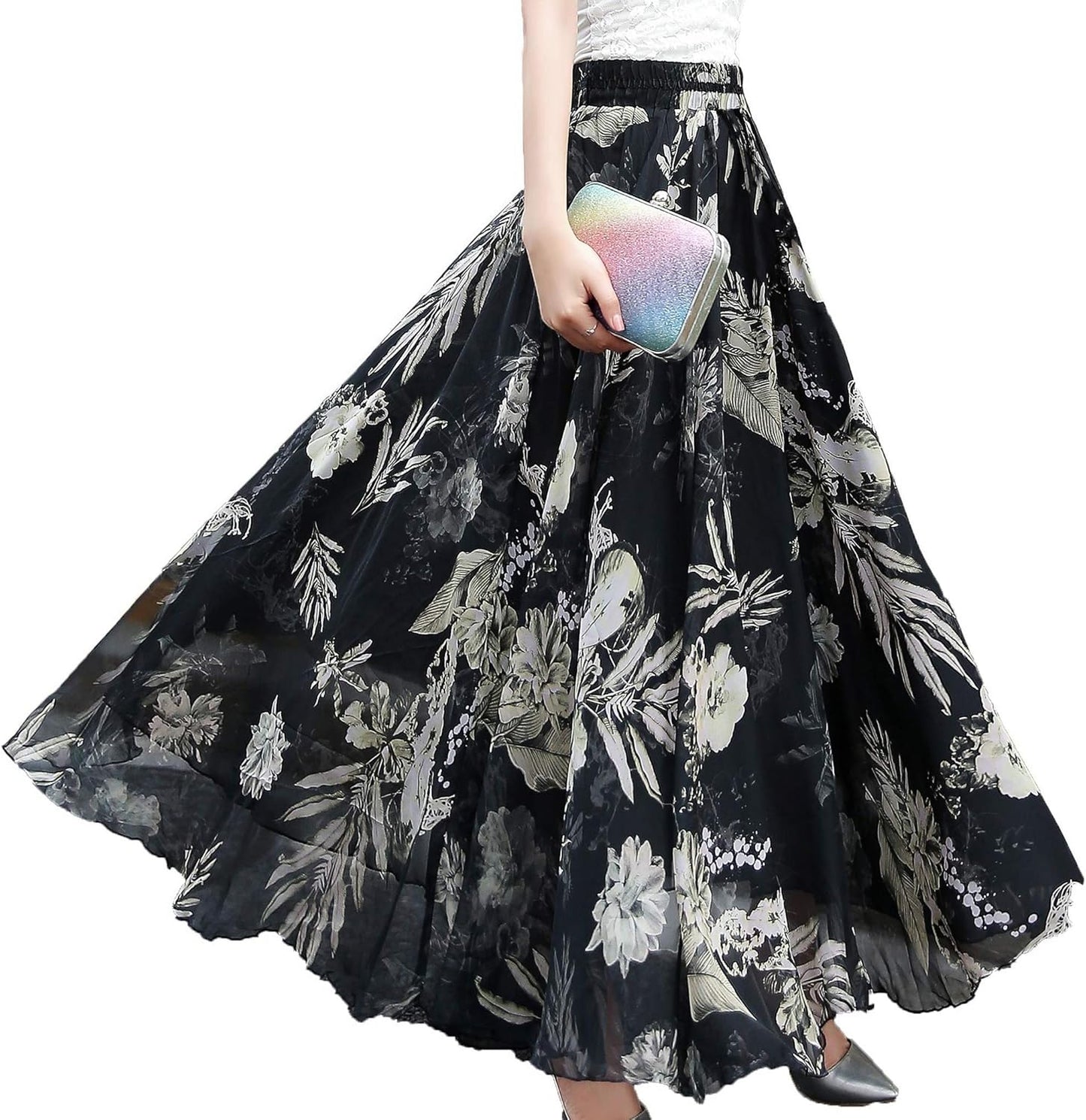 Womens Long Chiffon Bohemian Skirt Gypsy Dress Maxi Boho Beach Skirt