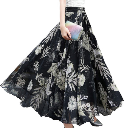 Womens Long Chiffon Bohemian Skirt Gypsy Dress Maxi Boho Beach Skirt