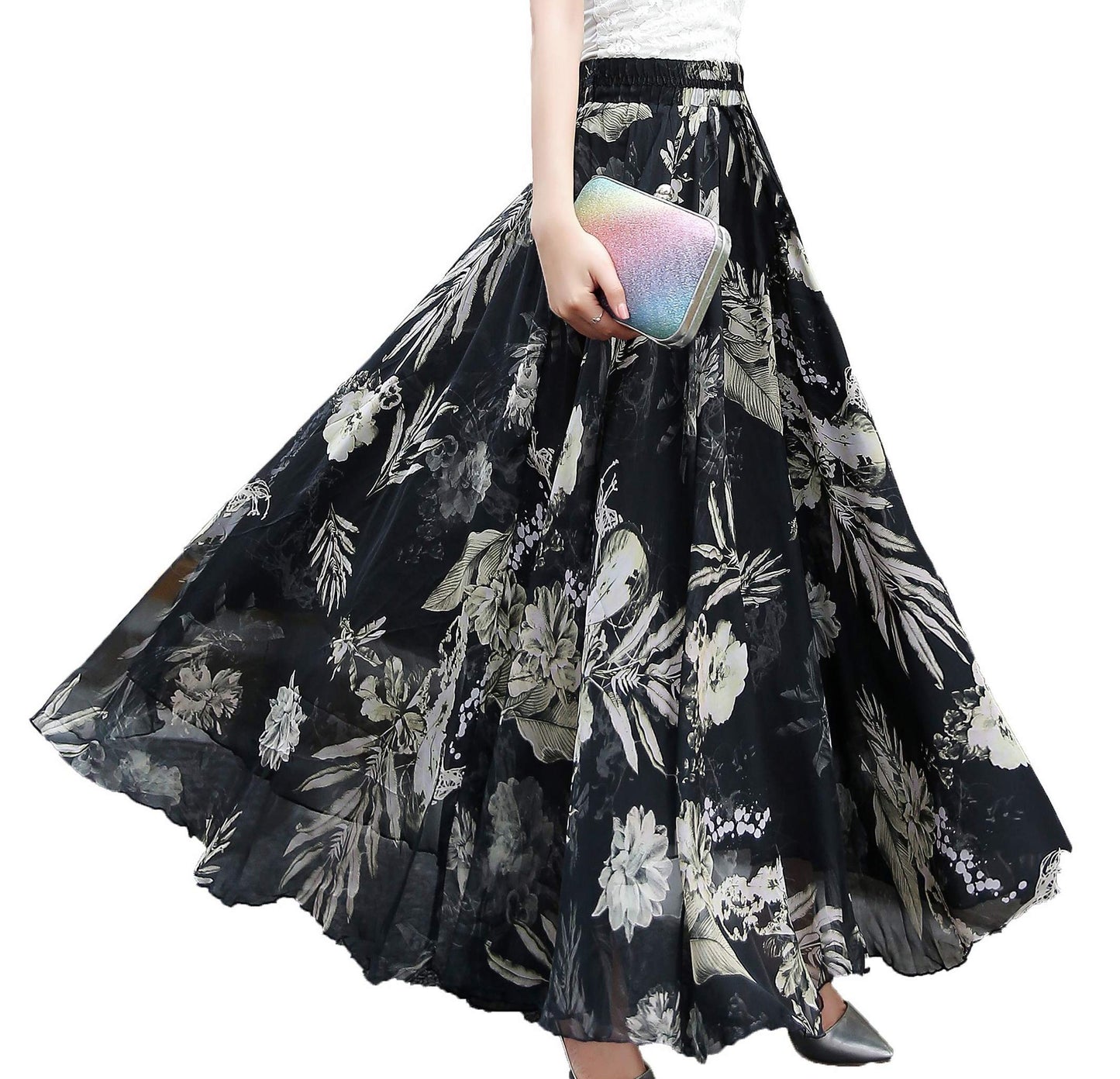 Womens Long Chiffon Bohemian Skirt Gypsy Dress Maxi Boho Beach Skirt