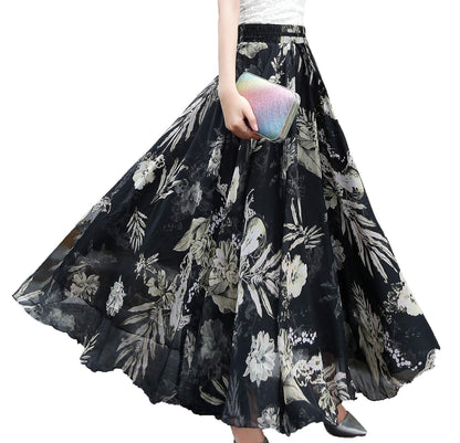 Womens Long Chiffon Bohemian Skirt Gypsy Dress Maxi Boho Beach Skirt