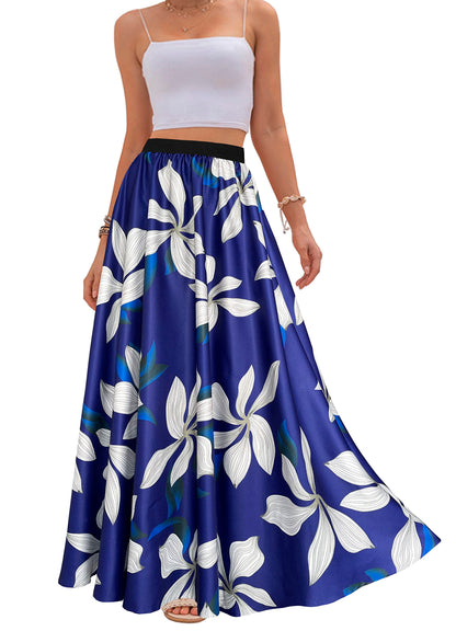 Women's Chiffon Stripe Maxi Skirt High Waist Mopping Floor Skirts