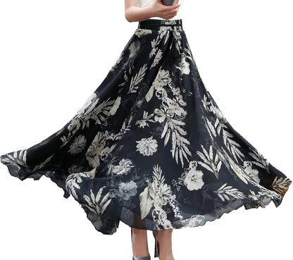 Womens Long Chiffon Bohemian Skirt Gypsy Dress Maxi Boho Beach Skirt