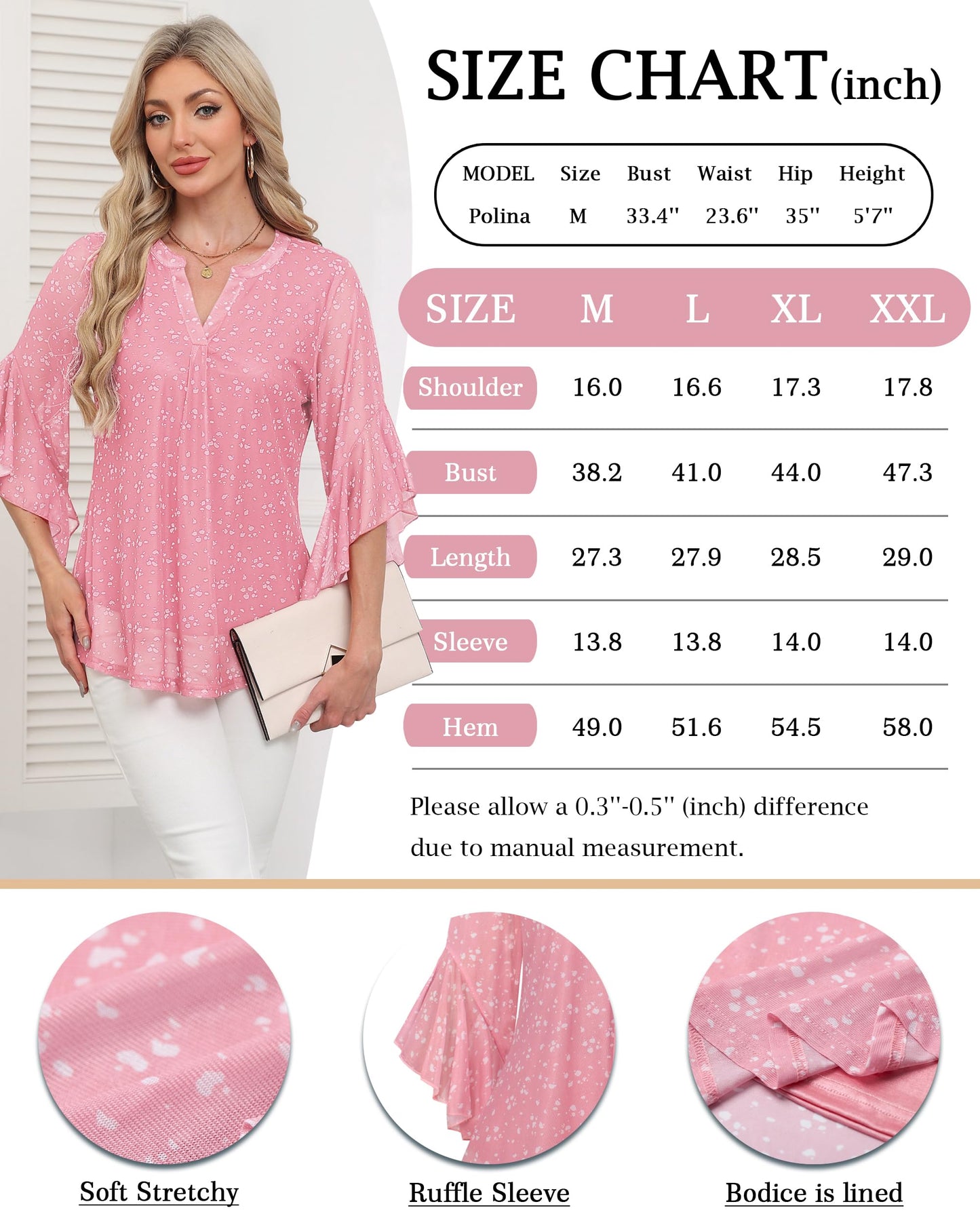 Ninedaily Womens Sparkly Tops 3/4 Sleeve Dressy Casual Sequin Blouses Double Layers Loose V Neck Shirt
