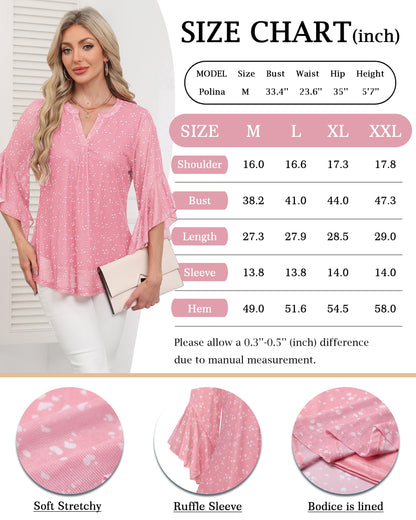 Ninedaily Womens Sparkly Tops 3/4 Sleeve Dressy Casual Sequin Blouses Double Layers Loose V Neck Shirt