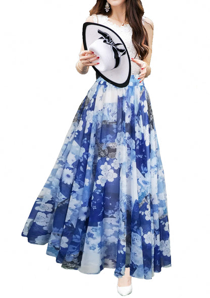 Womens Long Chiffon Bohemian Skirt Gypsy Dress Maxi Boho Beach Skirt