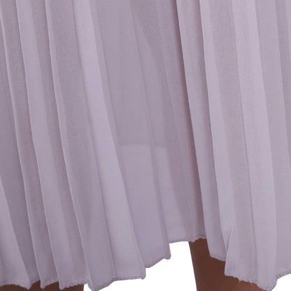 Womens Chiffon High Waist Skirt Pleated A-Line Swing Elastic Shirring Midi Length