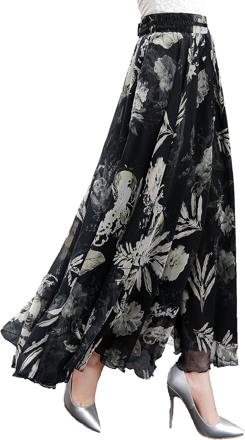 Womens Long Chiffon Bohemian Skirt Gypsy Dress Maxi Boho Beach Skirt