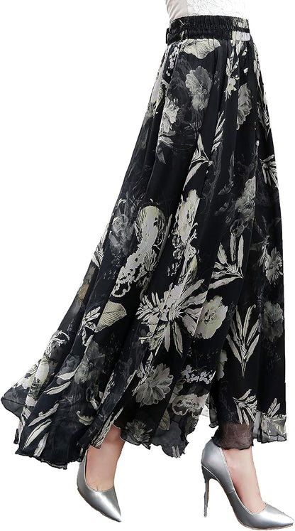 Womens Long Chiffon Bohemian Skirt Gypsy Dress Maxi Boho Beach Skirt