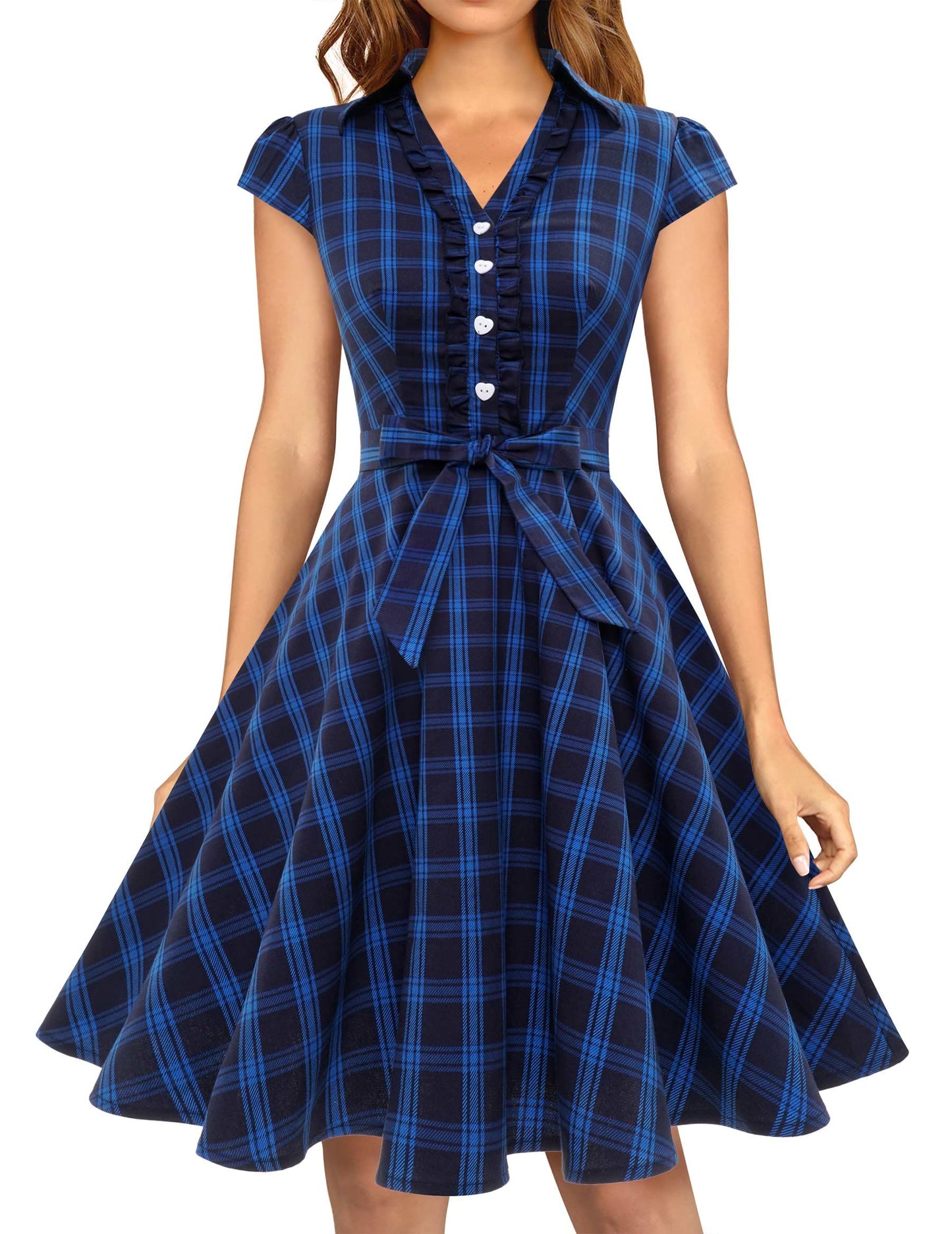 Wedtrend Women's 1950s Retro Rockabilly Dress Cap Sleeve Vintage Swing Dress