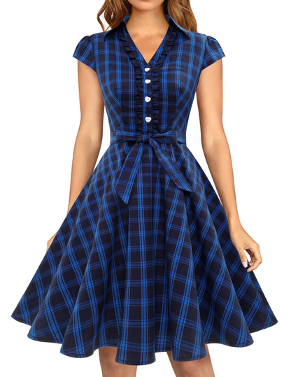Wedtrend Women's 1950s Retro Rockabilly Dress Cap Sleeve Vintage Swing Dress
