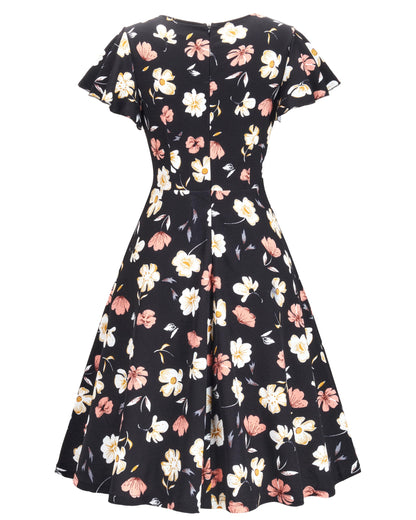 OWIN Womens 2026 Elegant Ruffle Sleeve Flared A Line Swing Casual Party Cocktail Dresses