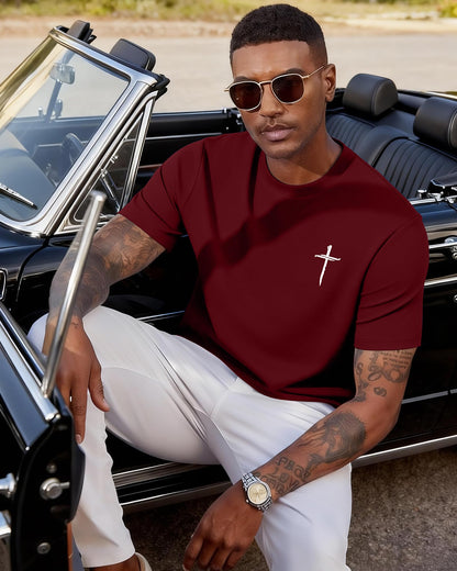Aiyino Mens Cotton Christian Cross Graphic T Shirt Minimal Faith Casual Crew Neck Tee for Church