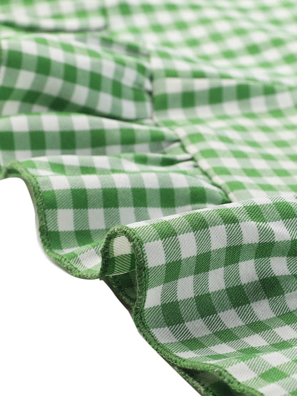 Allegra K Women's Gingham Checks Ruffled Peter Pan Collar Cute Mini Dress
