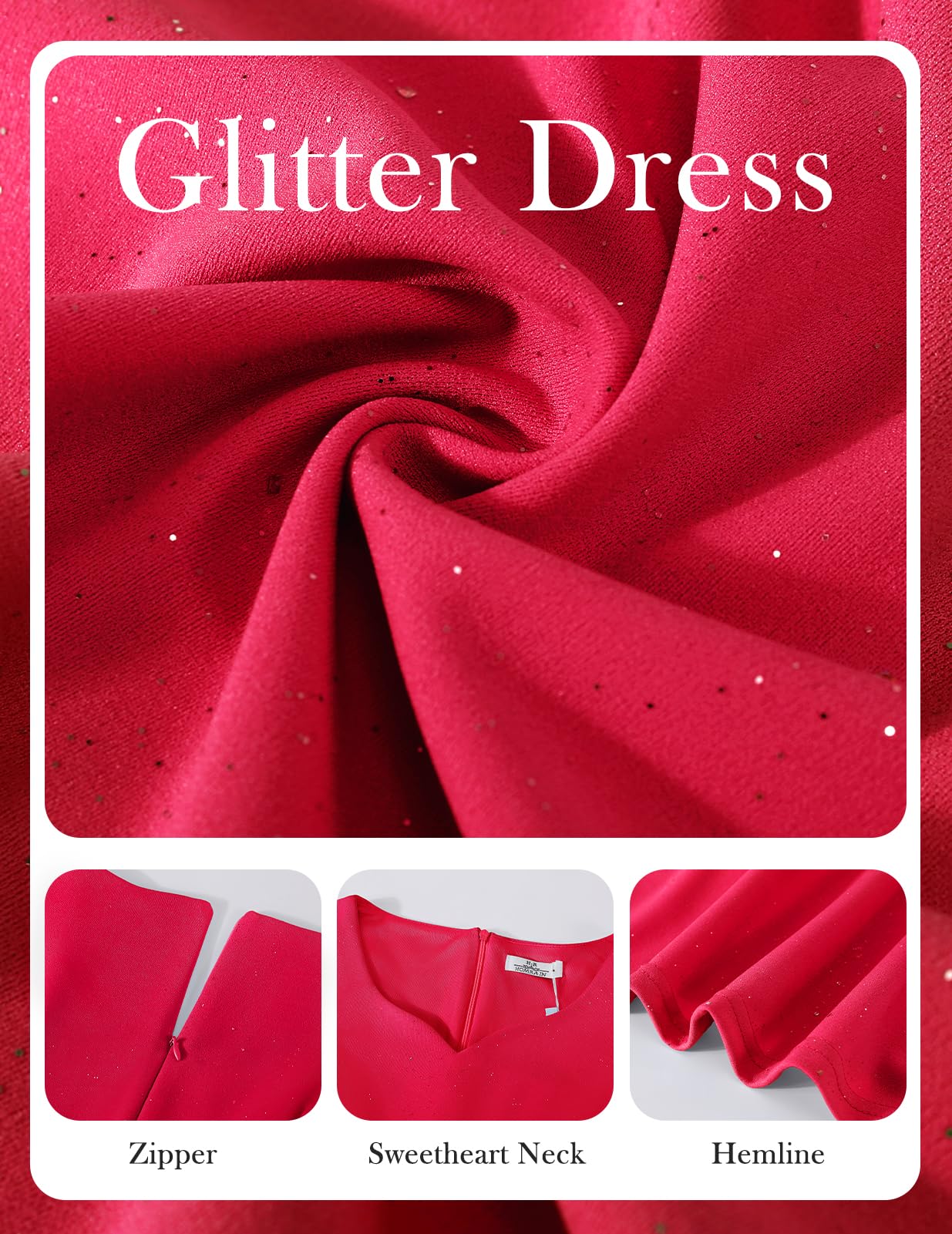 HomRain Vestidos de cóctel brillantes con purpurina para mujer, vestido de dama de honor para invitados de boda, vestido de graduación