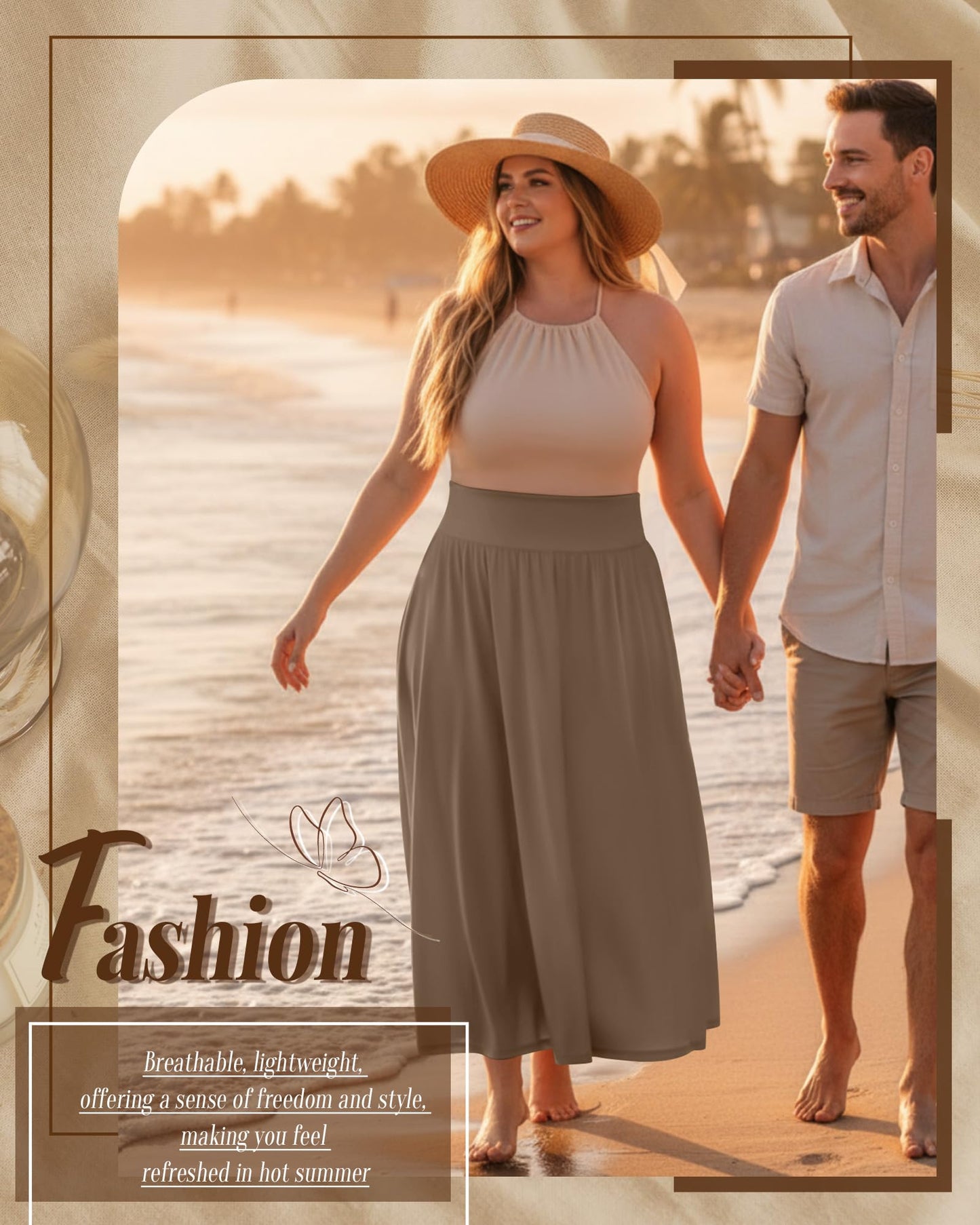 Plus Size Maxi Skirt for Curvy Women Pockets 2026 Ankle Length High Waisted Pleated Flowy a Line Summer Long Skirt