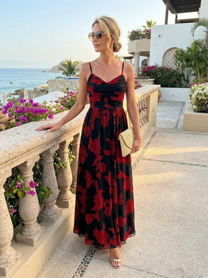 2026 Cocktail Dresses for Wedding Guest Spring Summer Floral Maxi Spaghetti Strap Beach Vacation Boho Club Party