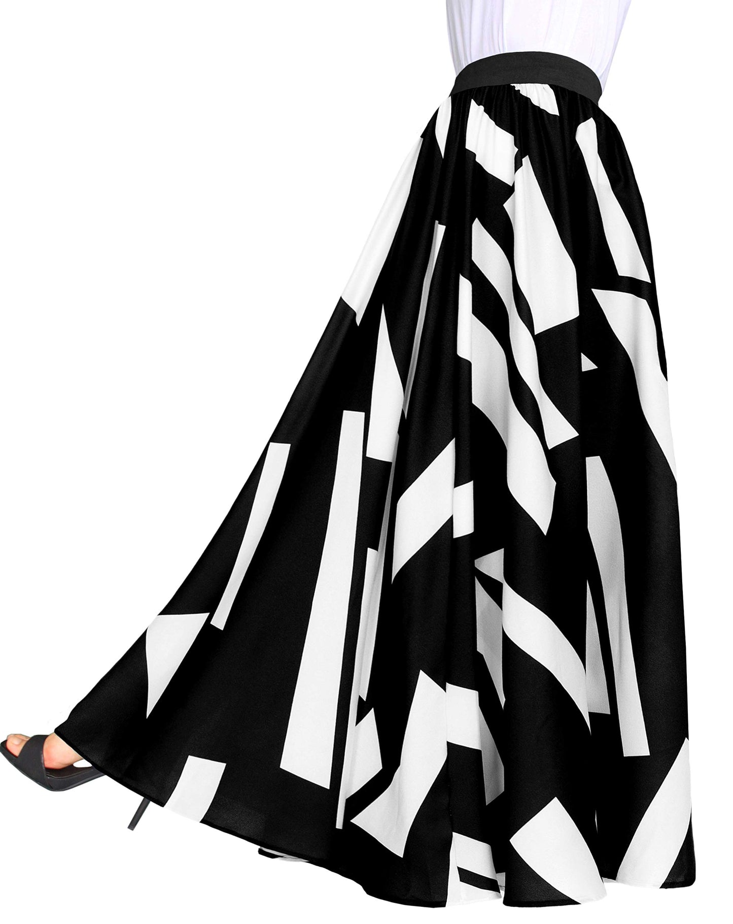 Women's Chiffon Stripe Maxi Skirt High Waist Mopping Floor Skirts