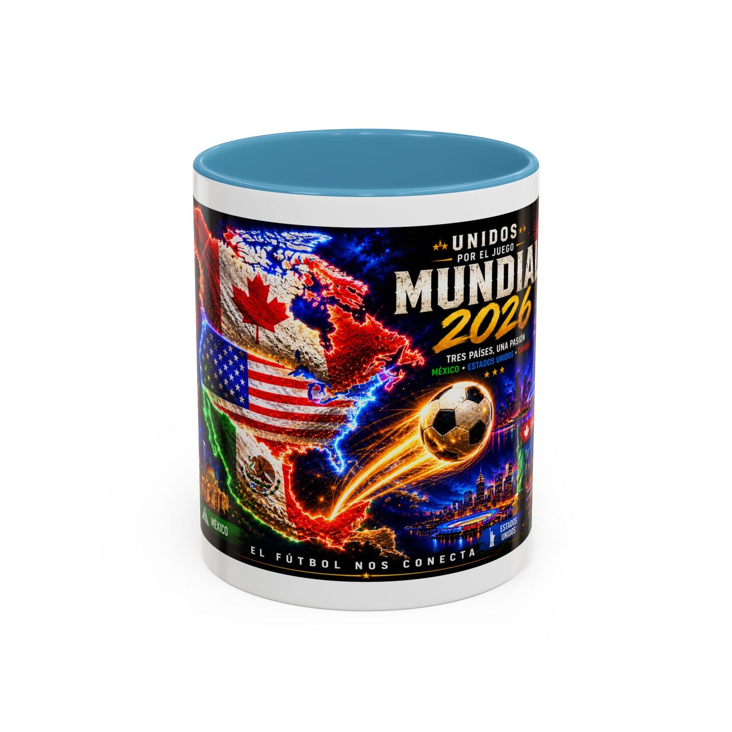 Mundial 2026 Soccer Coffee Mug – Canada/USA/Mexico World Cup Accent Mug (11/15oz)