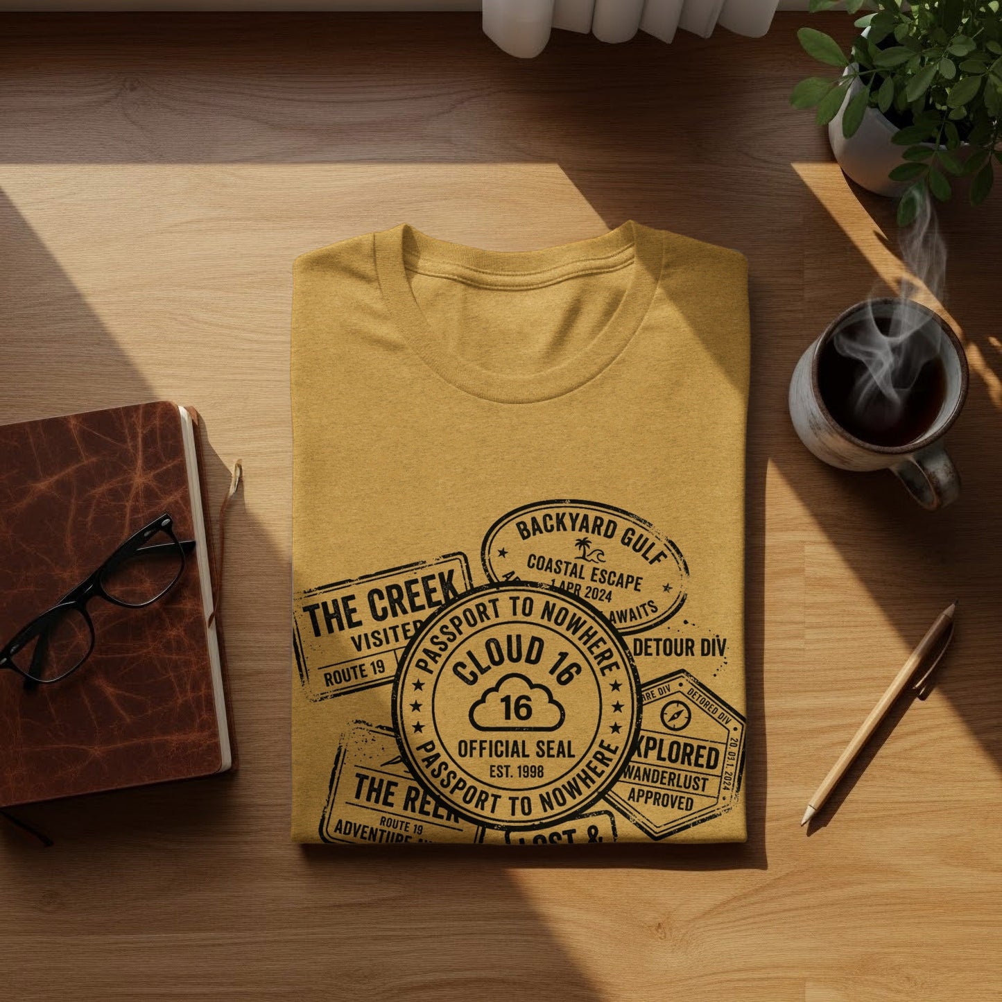 Rugged Wanderlust Passport Stamp Graphic Wilderness Shirt