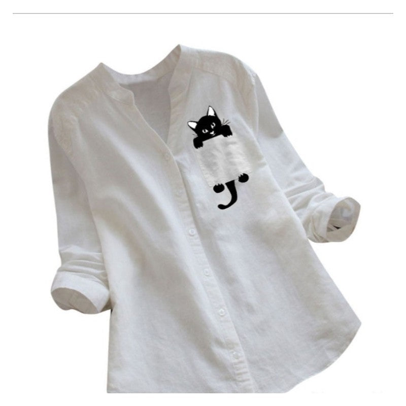 Oversized Printed Long Sleeve Casual Shirt