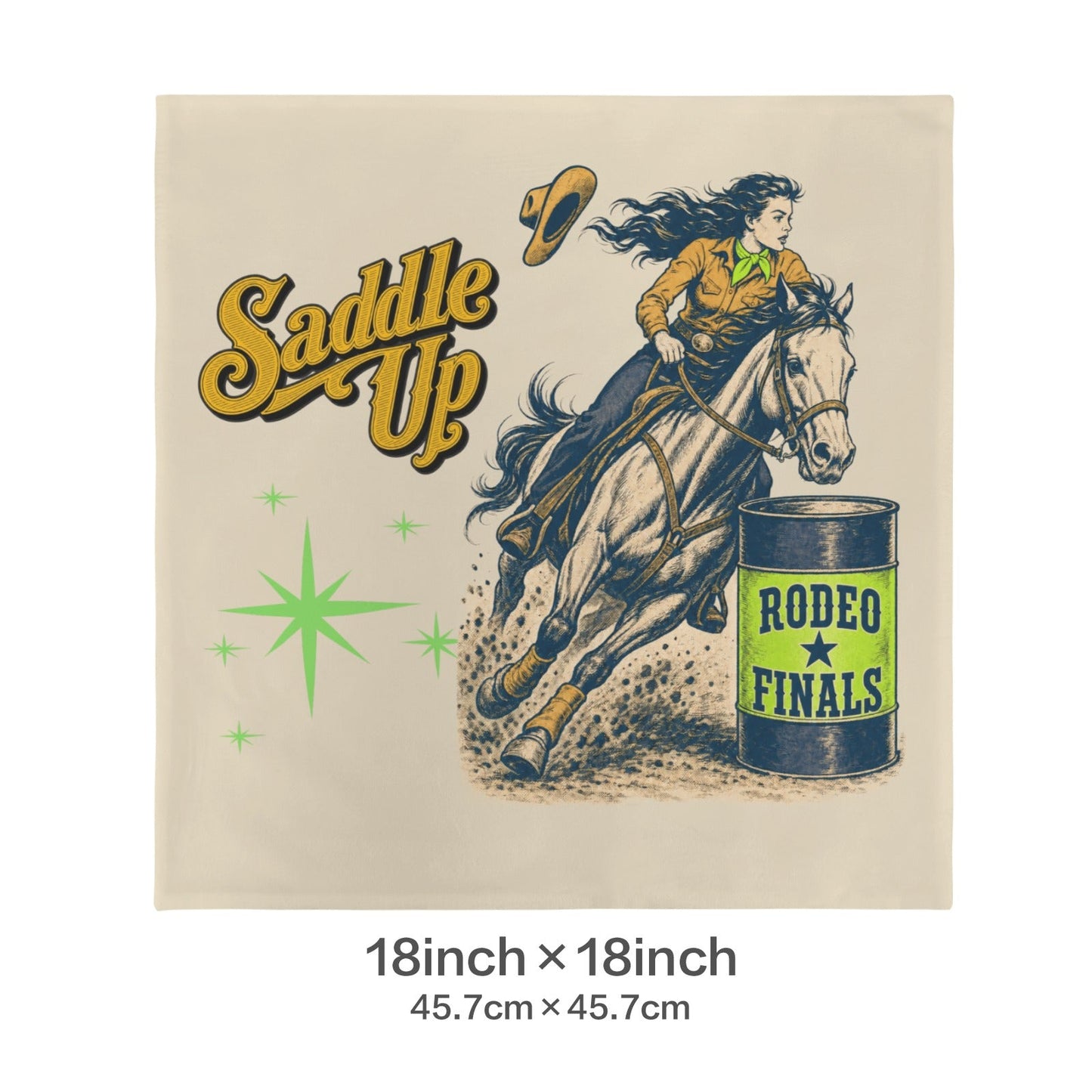 Baha Ranch Velvety Soft The Last Roundup Barrel Racer Throw Pillow Cover Made in America