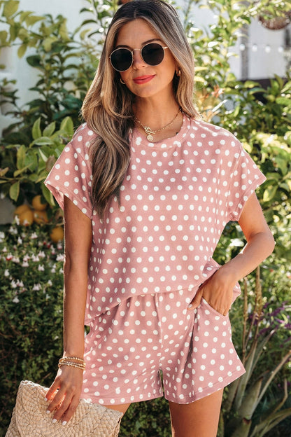 Green Polka Dot Print Short Set