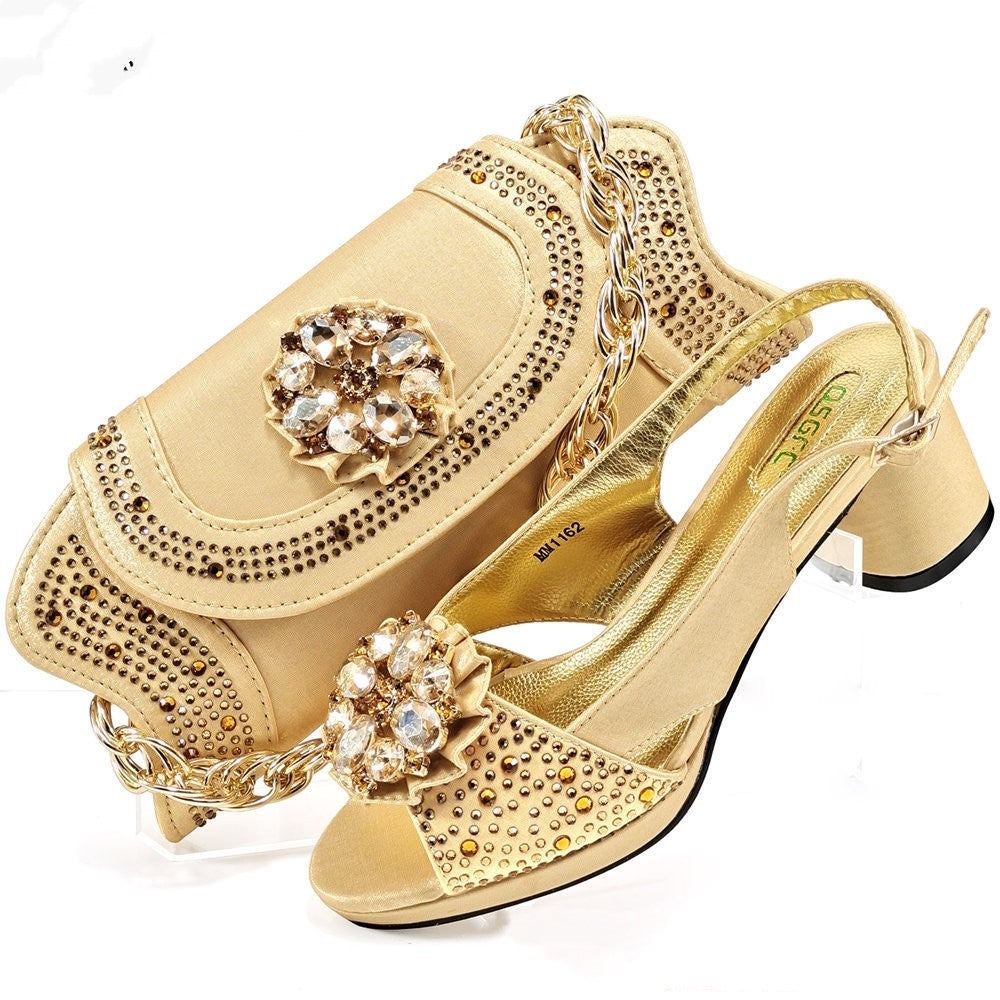 Evening Party With Rhinestone Pointed Toe Shoes Hand Bag Suit See size chart under “more details”