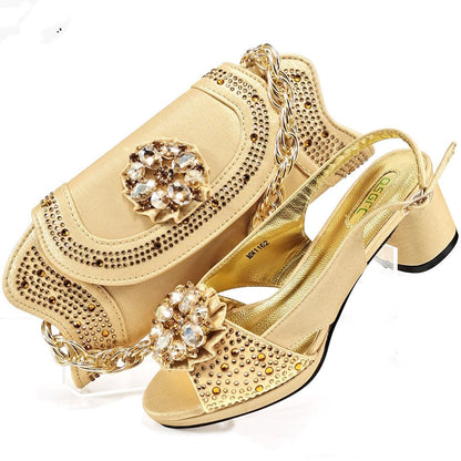 Evening Party With Rhinestone Pointed Toe Shoes Hand Bag Suit See size chart under “more details”