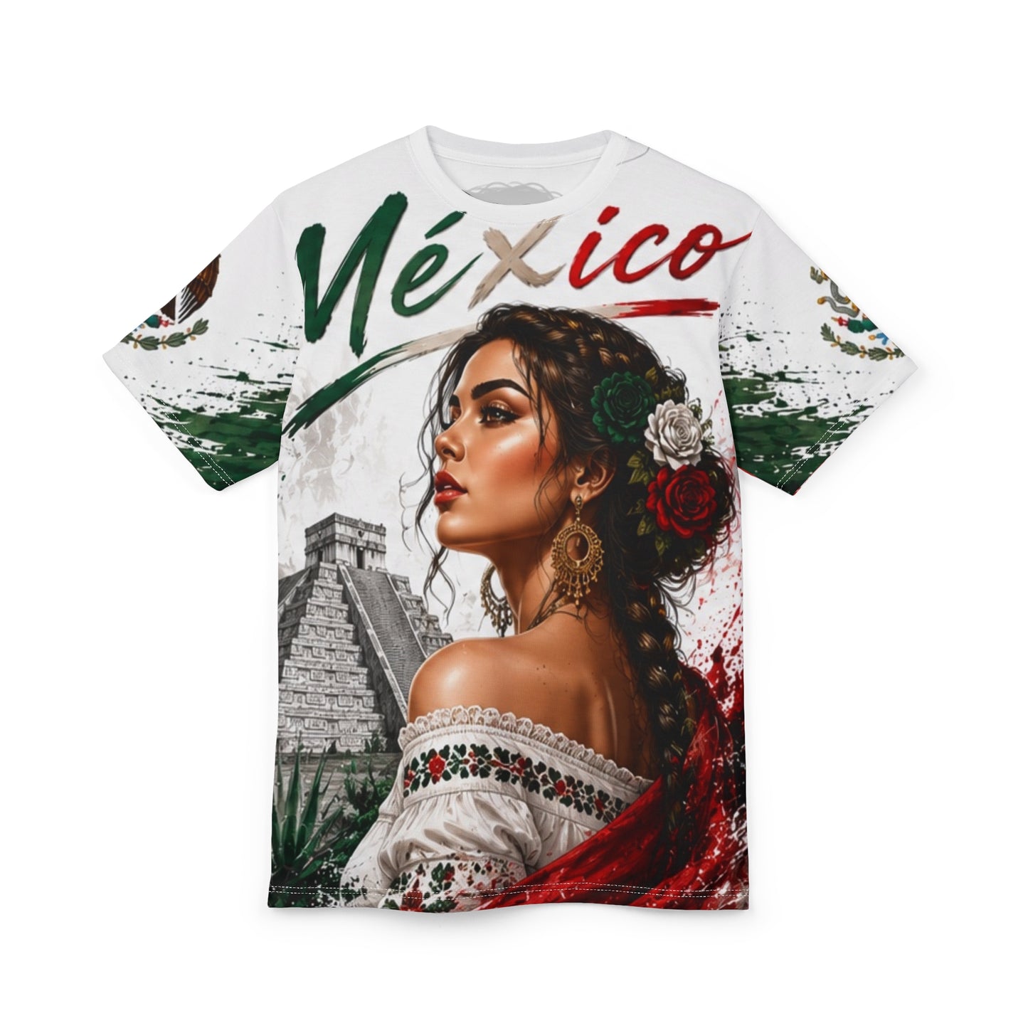 Mexico Floral Portrait Tee – México Graphic All-Over Print Shirt