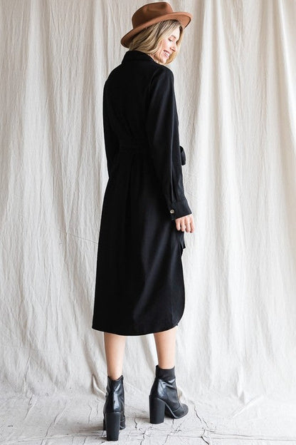 Button Down Shirt Long Dress PLUS
