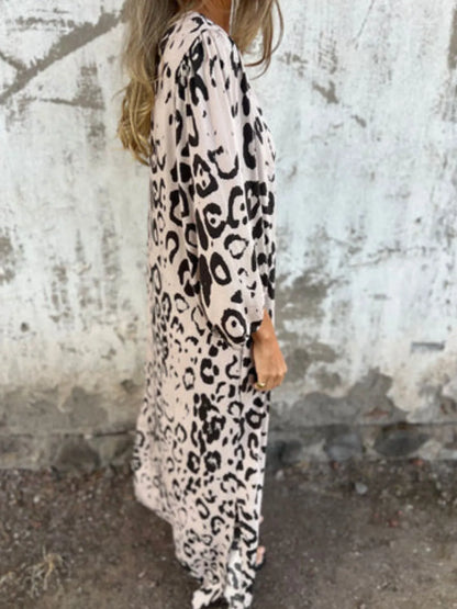 Printed V-Neck Dress with Pockets