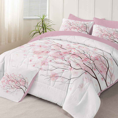 Cherry Blossom Pattern Twin Size 8-piece Comforter Set