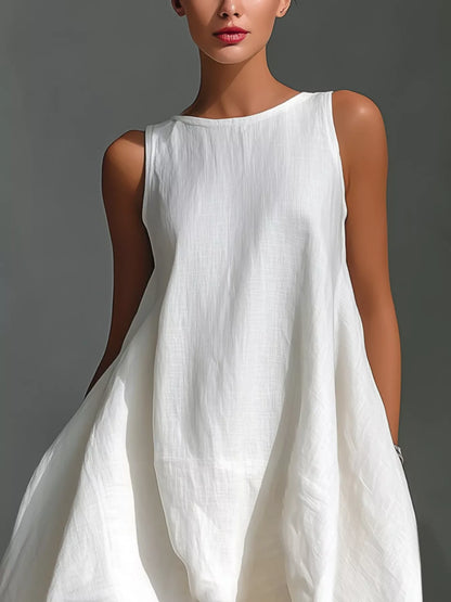 High-Low Round Neck Sleeveless Dress