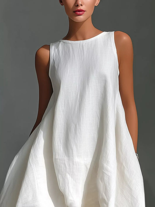 High-Low Round Neck Sleeveless Dress