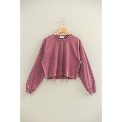 Cropped Crewneck Sweatshirt With Oversized Sleeves
