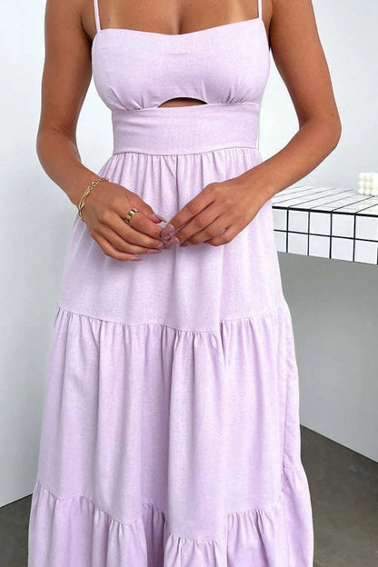 Cut-Out Tiered Dress with Spaghetti Straps