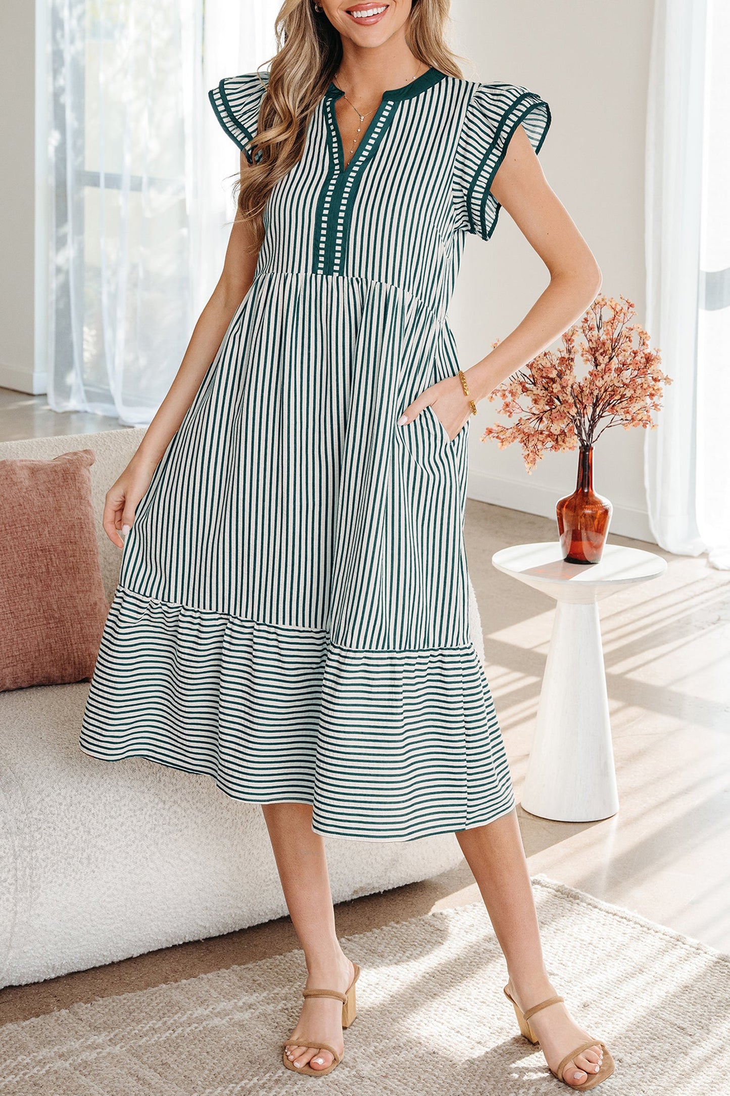 Ophelia Contrast Trim Midi Dress