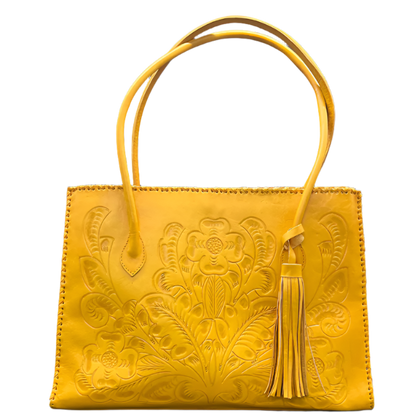 The Amy| Hand-Tooled Leather Tote Bag