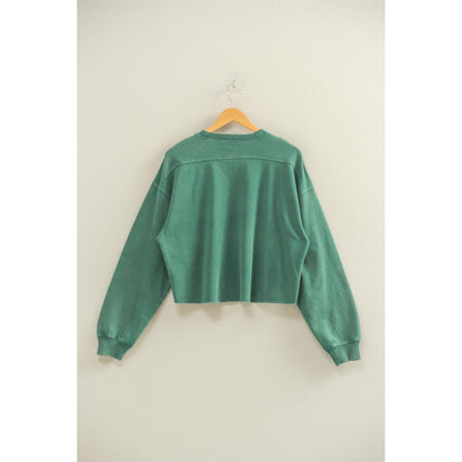 Cropped Crewneck Sweatshirt With Oversized Sleeves