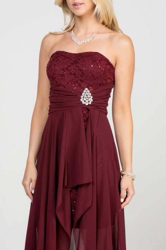 Open back lace and chiffon surplus dress