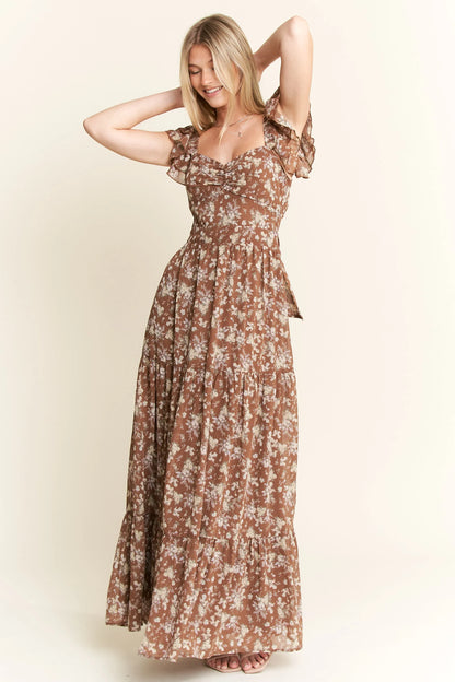 Jade By Jane Ruffle Sleeve Tiered Maxi Dress