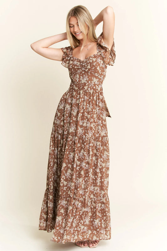 Jade By Jane Ruffle Sleeve Tiered Maxi Dress